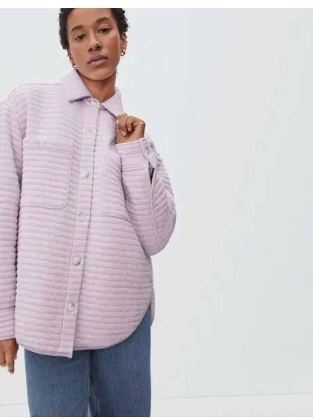 Everlane Quilted Lilac Utility Shacket Jacket